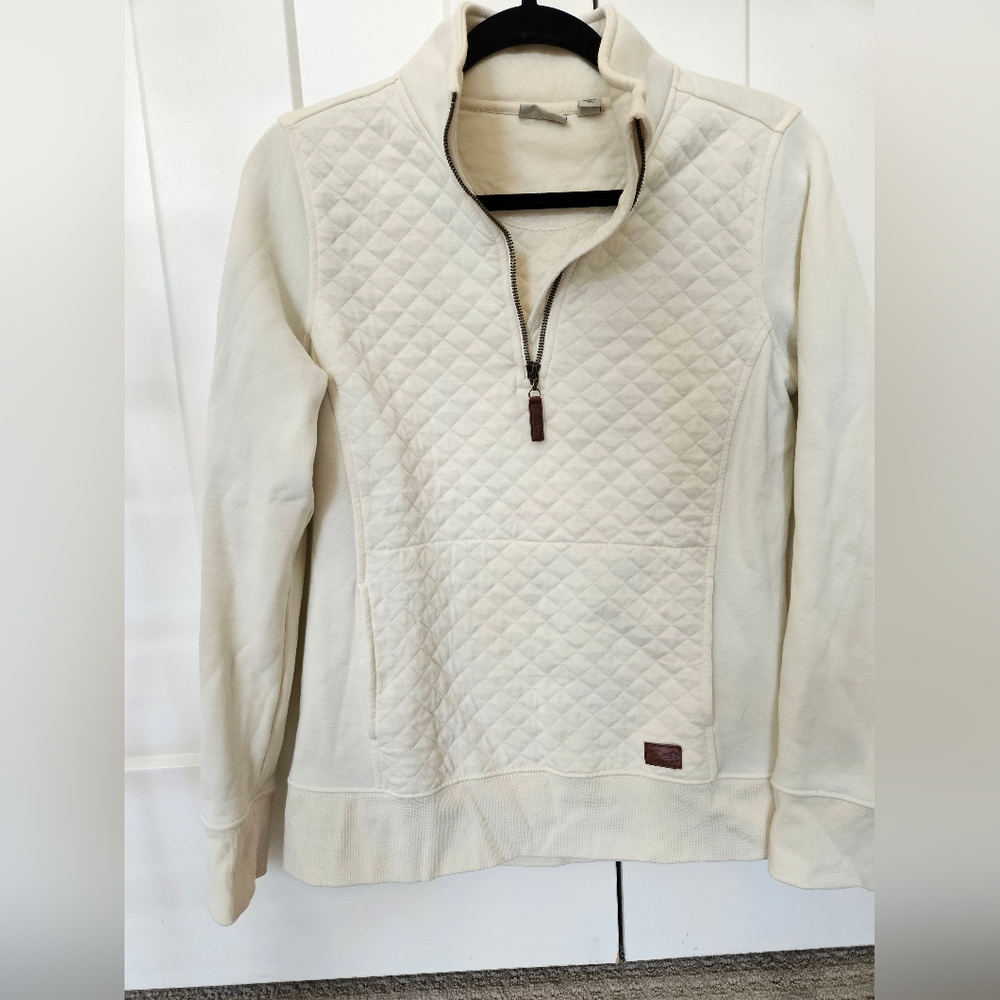 L.L. Bean Cream Quilted Crew Neck Sweater